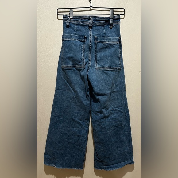 Zara Flare Wide Leg Denim Blue Jeans with Raw Distressed Hems - Women’s Size 2 - Picture 2 of 9